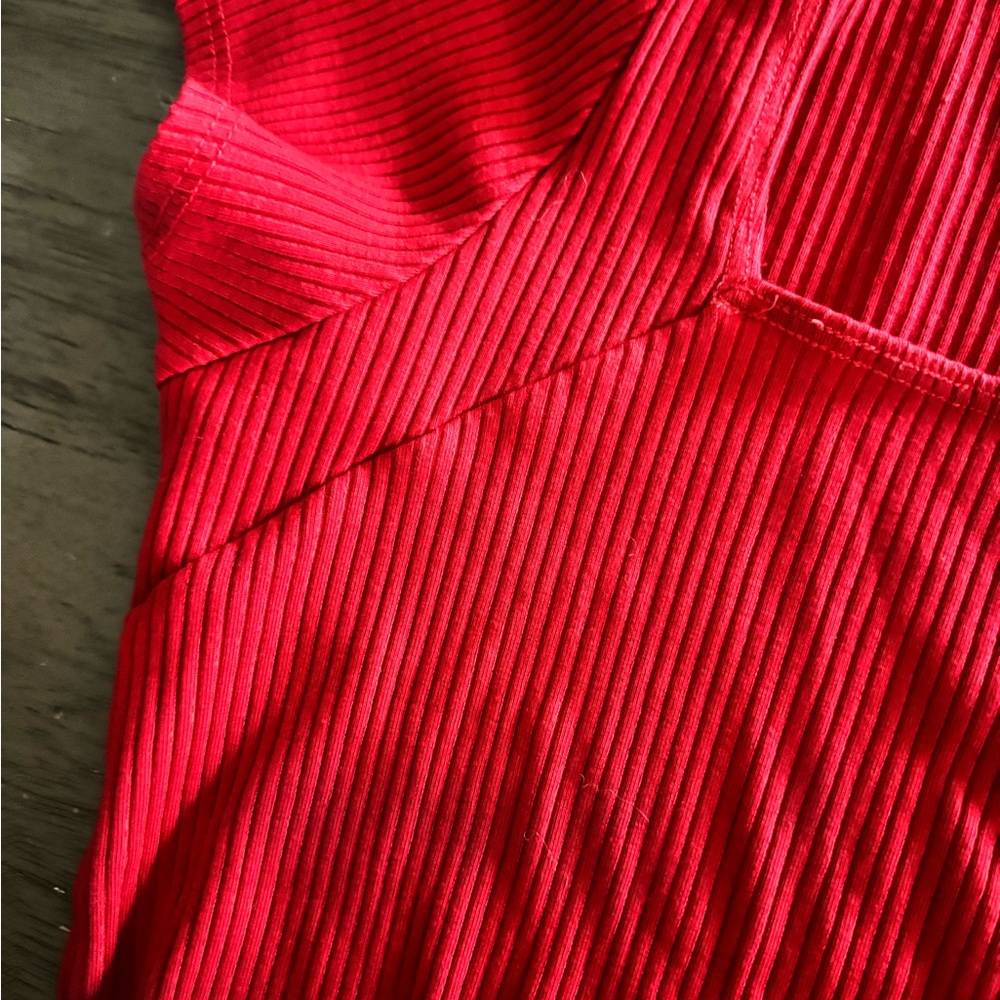 Reformation Red Button-Down Ribbed Mini Dress - image 5